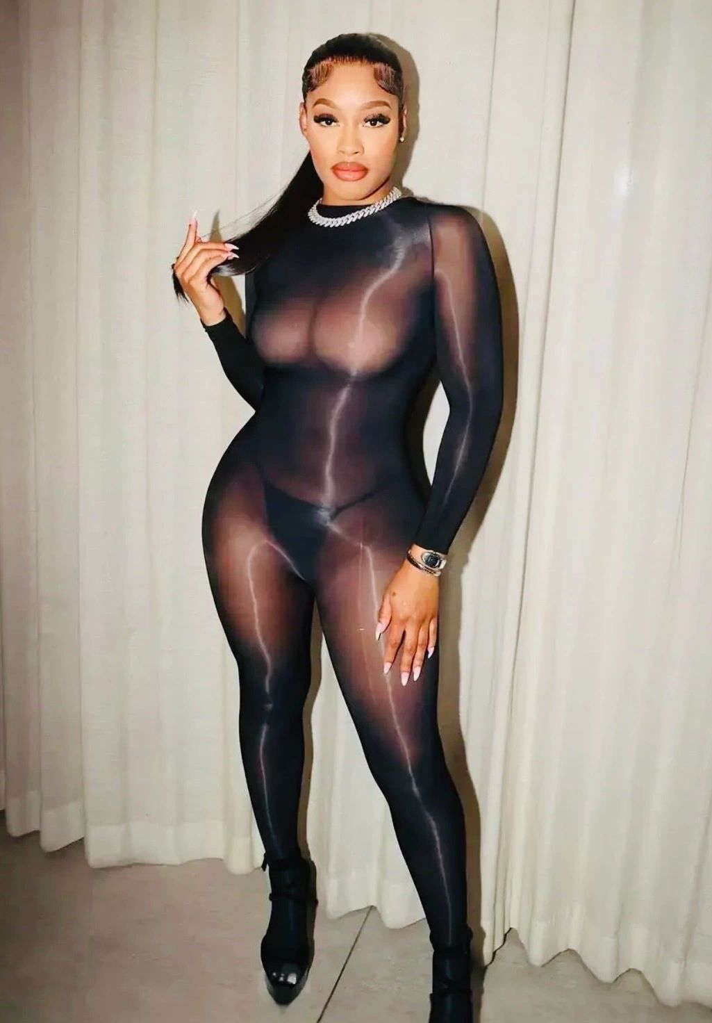 Black bodysuit confident style